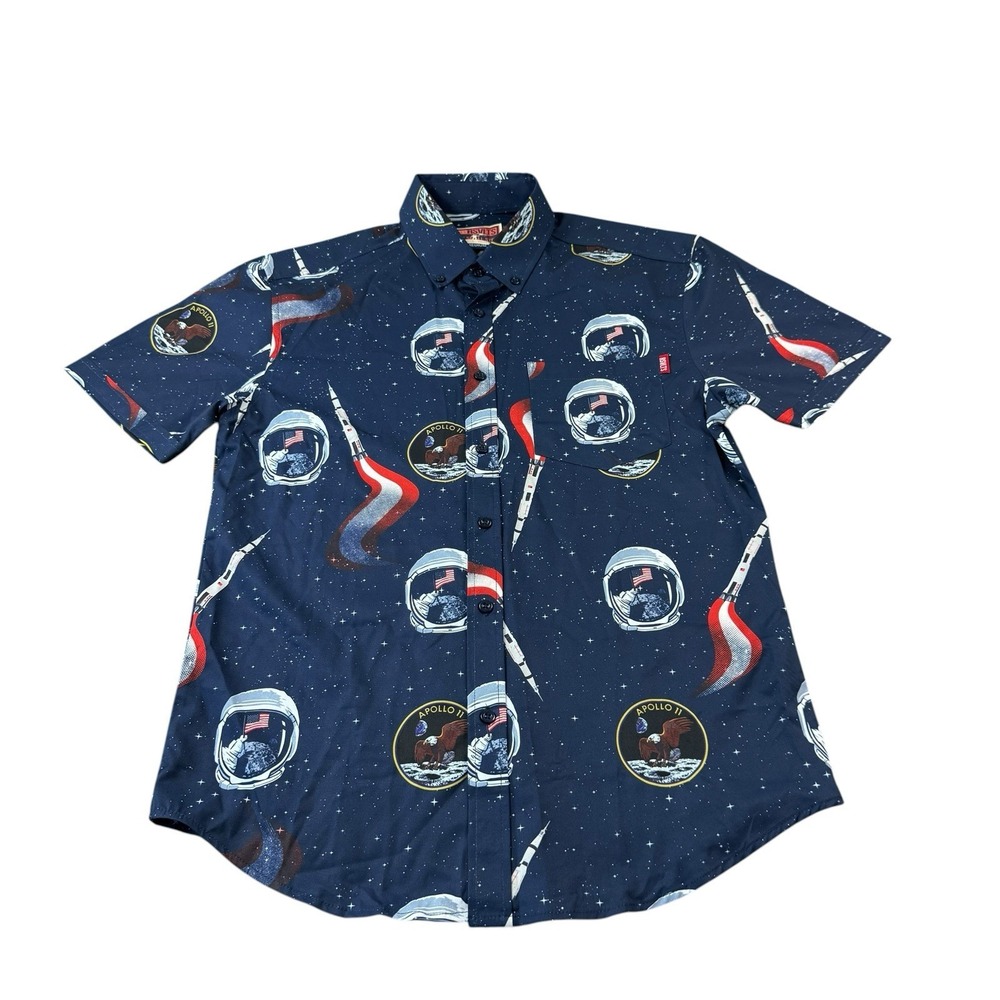 RSVLTS X One Small Step Astronaut AOP S/S Men's Button Front Size Medium - Picture 1 of 5